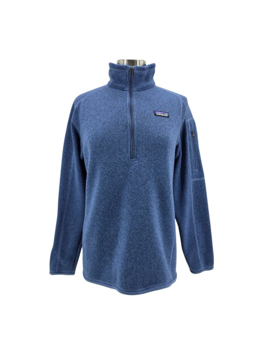 Patagonia Womens Large Better Sweater Fleece 1/4 Zip Pullover Blue Knit